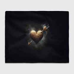 Плед флисовый Золотое сердце - стрела, цвет: 3D-велсофт
