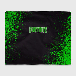 Плед флисовый Fortnite зеленый краски лого, цвет: 3D-велсофт