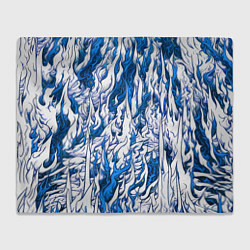 Плед флисовый Белый и синий узор, цвет: 3D-велсофт