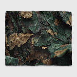 Плед флисовый Реалистичный камуфляж из листьев, цвет: 3D-велсофт