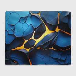 Плед флисовый Желтая лава на синих плитах, цвет: 3D-велсофт