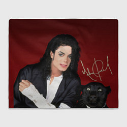 Плед флисовый Michael Jackson с пантерой и автографом, цвет: 3D-велсофт