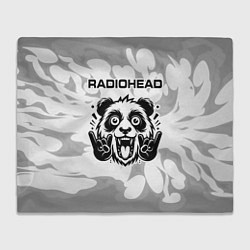 Плед флисовый Radiohead рок панда на светлом фоне, цвет: 3D-велсофт