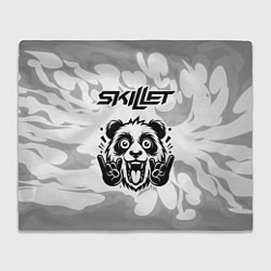 Плед флисовый Skillet рок панда на светлом фоне, цвет: 3D-велсофт