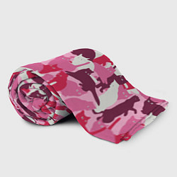 Плед флисовый Розовый кошачий камуфляж, цвет: 3D-велсофт — фото 2