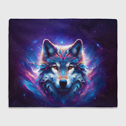 Плед флисовый Волк и звезды, цвет: 3D-велсофт
