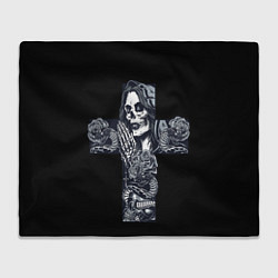 Плед флисовый Santa muerte cross, цвет: 3D-велсофт