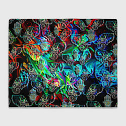 Плед флисовый Слоники в орнаменте, цвет: 3D-велсофт