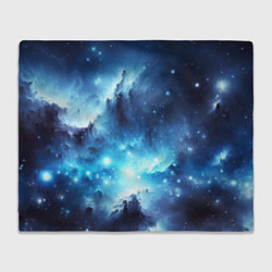 Плед флисовый Космический голубой пейзаж, цвет: 3D-велсофт