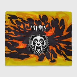 Плед флисовый In Flames рок панда и огонь, цвет: 3D-велсофт