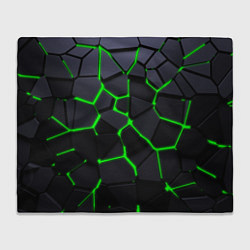 Плед флисовый Зеленые плиты киберпанк, цвет: 3D-велсофт