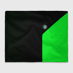 Плед флисовый Skoda pattern sport green, цвет: 3D-велсофт