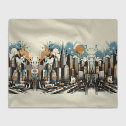 Плед флисовый Рисунок города с небоскребами, цвет: 3D-велсофт