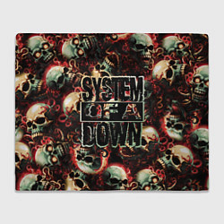 Плед флисовый System of a Down на фоне черепов, цвет: 3D-велсофт