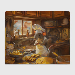 Плед флисовый Крыса повар готовит на кухне, цвет: 3D-велсофт