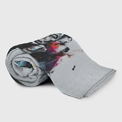 Плед флисовый Илон Маск граффити портрет на серой стене, цвет: 3D-велсофт — фото 2