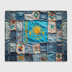 Плед флисовый Пэчворк джинсы в Казахстане, цвет: 3D-велсофт