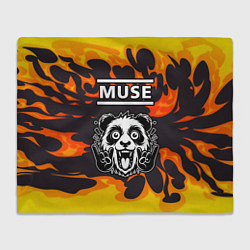 Плед флисовый Muse рок панда и огонь, цвет: 3D-велсофт
