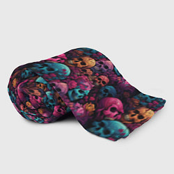 Плед флисовый Поле яркий черепов и цветов, цвет: 3D-велсофт — фото 2