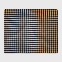 Плед флисовый Паттерн черных и коричневых квадратов, цвет: 3D-велсофт