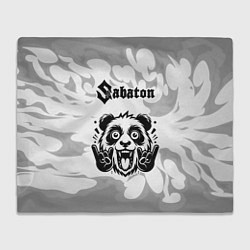 Плед флисовый Sabaton рок панда на светлом фоне, цвет: 3D-велсофт