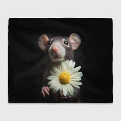 Плед флисовый Крыс и ромашка, цвет: 3D-велсофт