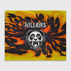 Плед флисовый The Killers рок панда и огонь, цвет: 3D-велсофт