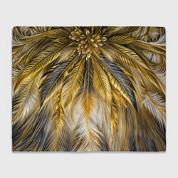 Плед флисовый Декоративные перья - симметрия, цвет: 3D-велсофт