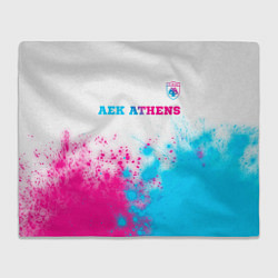 Плед флисовый AEK Athens neon gradient style посередине, цвет: 3D-велсофт