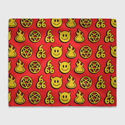 Плед флисовый 666 y2k emoji pattern, цвет: 3D-велсофт