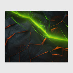 Плед флисовый Green neon abstract geometry, цвет: 3D-велсофт