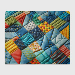 Плед флисовый Лоскутное одеяло - пэчворк, цвет: 3D-велсофт