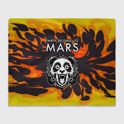 Плед флисовый Thirty Seconds to Mars рок панда и огонь, цвет: 3D-велсофт