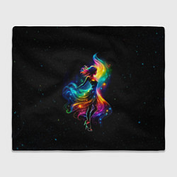 Плед флисовый Неоновая танцовщица в звездном небе, цвет: 3D-велсофт