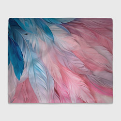Плед флисовый Пастельно-голубые и розовые перья, цвет: 3D-велсофт