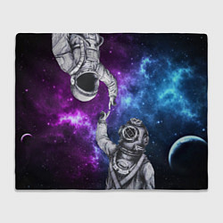 Плед флисовый Сотворение космонавт и водолаз, цвет: 3D-велсофт