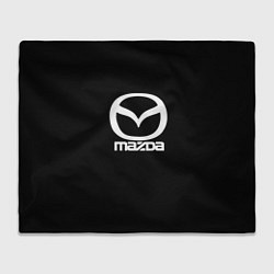 Плед флисовый Mazda logo white, цвет: 3D-велсофт