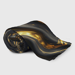 Плед флисовый Черно-золотая волнистая текстура, цвет: 3D-велсофт — фото 2
