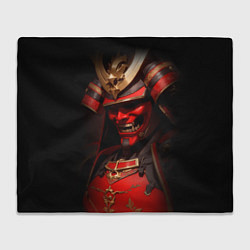 Плед флисовый Демон самурай Они - красный, цвет: 3D-велсофт