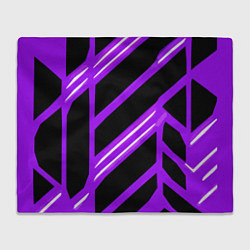 Плед флисовый Чёрно-белые полосы на фиолетовом фоне, цвет: 3D-велсофт