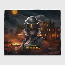 Плед флисовый PUBG девушка в шлеме, цвет: 3D-велсофт