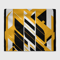 Плед флисовый Black and yellow stripes on a white background, цвет: 3D-велсофт