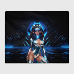 Плед флисовый Космическая девушка в блестящем костюме с ушками, цвет: 3D-велсофт