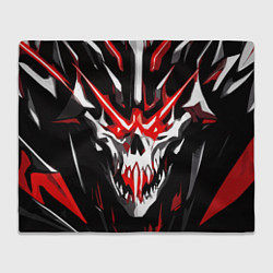 Плед флисовый Абстрактный белый череп и красные полосы, цвет: 3D-велсофт