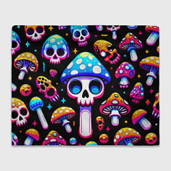 Плед флисовый Ice cream skull and fly agaric - ai art fantasy, цвет: 3D-велсофт