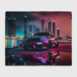 Плед флисовый Porshe night city, цвет: 3D-велсофт