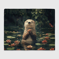 Плед флисовый Выдра в лесном пруду, цвет: 3D-велсофт