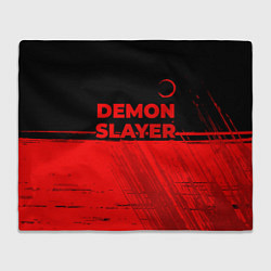 Плед флисовый Demon Slayer - red gradient посередине, цвет: 3D-велсофт