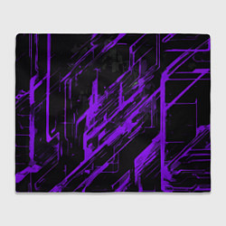 Плед флисовый Purple stripes on a black background, цвет: 3D-велсофт