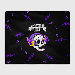 Плед флисовый Five Finger Death Punch неоновый череп, цвет: 3D-велсофт
